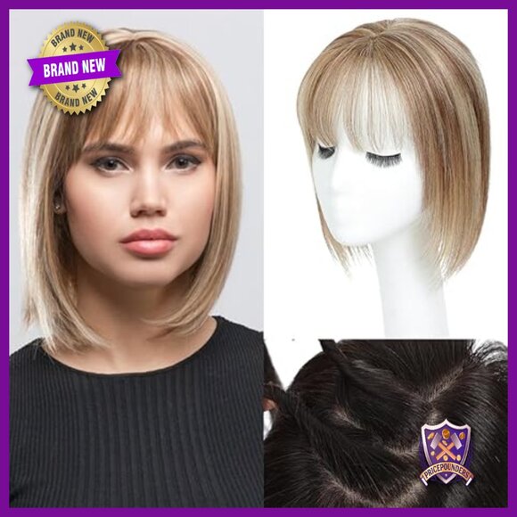Real Human Hair Topper with Wispy Bangs for Thinning Crown main image 5